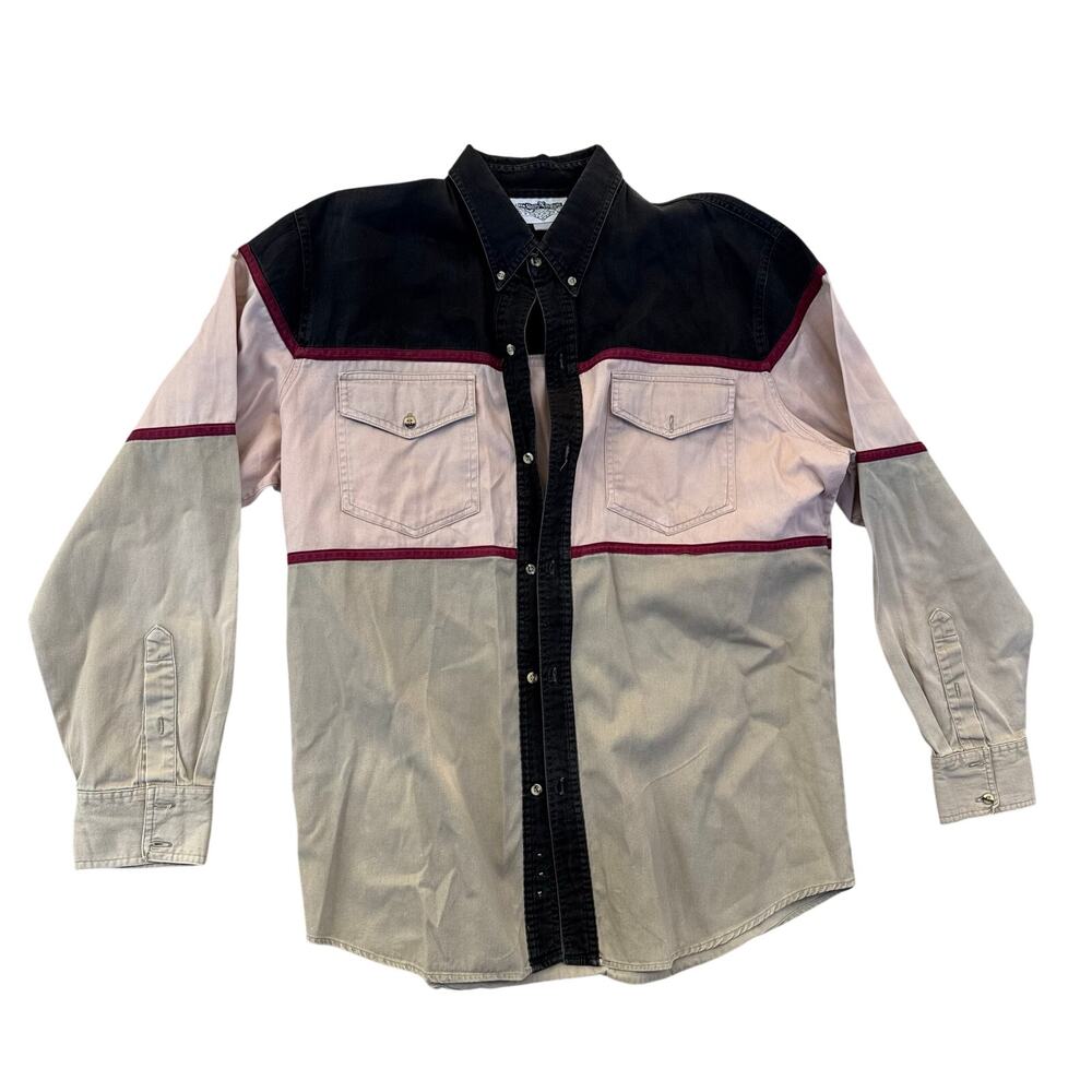 Vintage San Angelo Texas Shirt Mens XL? Color Block Western Button Up 90s
